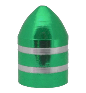 Valve Cap (Green) Metal, Bullet Style