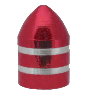 Valve Cap (Red) Metal, Bullet Style
