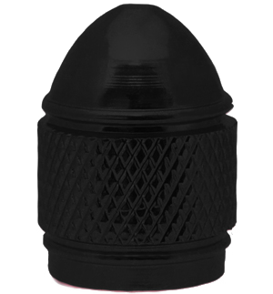 Valve Cap (Black) Domed, Ribbed Style