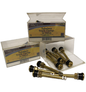 (TR571) Valve Stem 3 3/8" eff. Brass clamp-in valve  .625" Ri